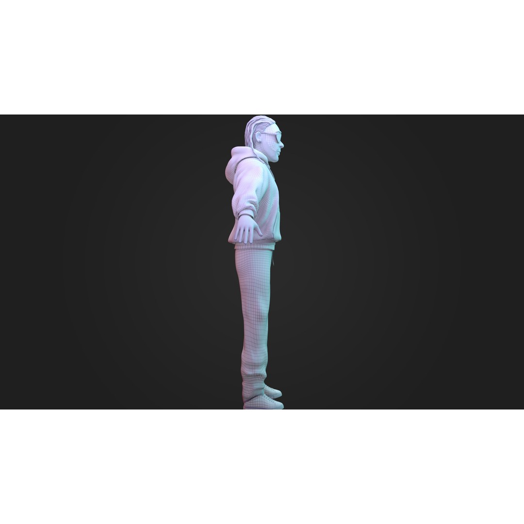 Hip-Hop Male Character 3D Model – Stylized Urban Artist, FBX/OBJ - View 11