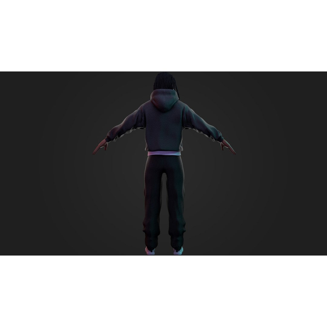 Hip-Hop Male Character 3D Model – Stylized Urban Artist, FBX/OBJ - View 3