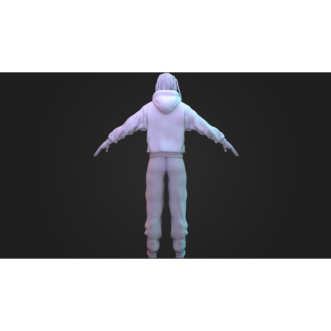 Hip-Hop Male Character 3D Model – Stylized Urban Artist, FBX/OBJ - View 7