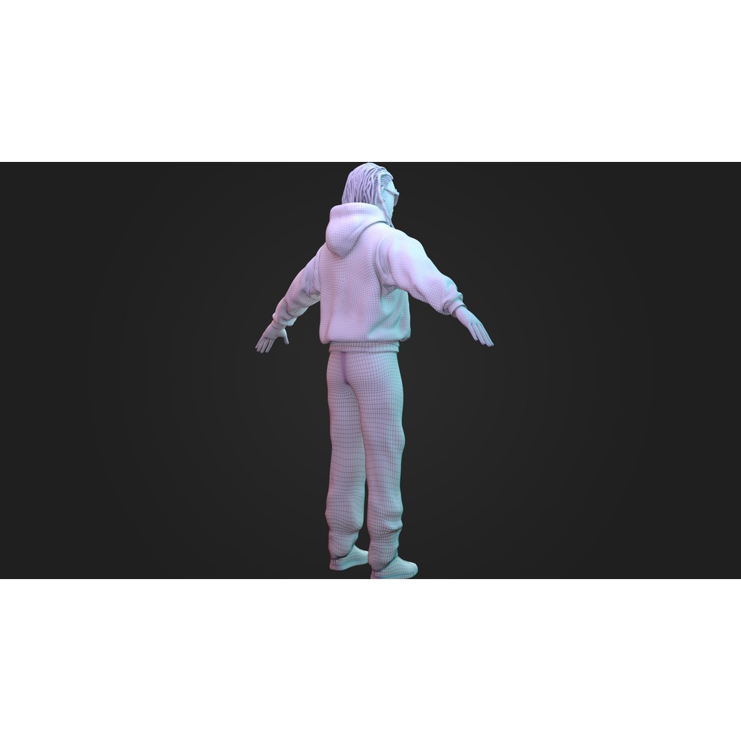 Hip-Hop Male Character 3D Model – Stylized Urban Artist, FBX/OBJ - View 8