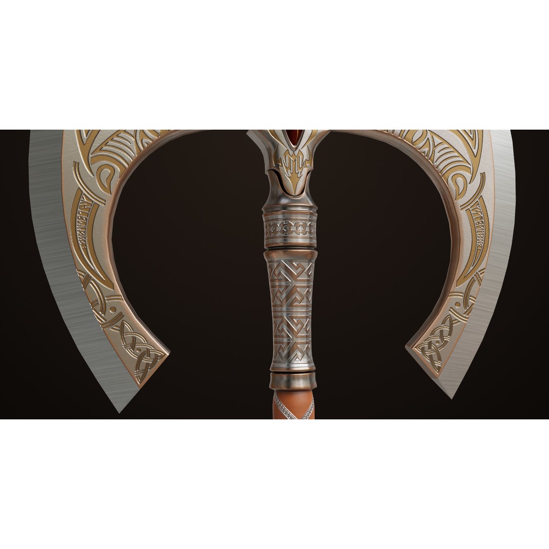 Battle Axe 3D Model – Low Poly PBR Game Asset, FBX, Unity, UE - View 10