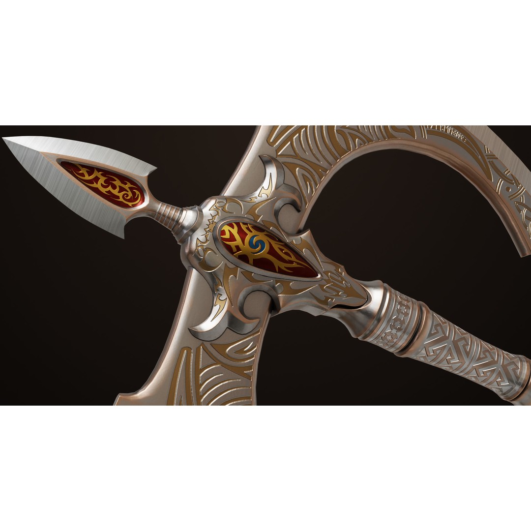 Battle Axe 3D Model – Low Poly PBR Game Asset, FBX, Unity, UE - View 13