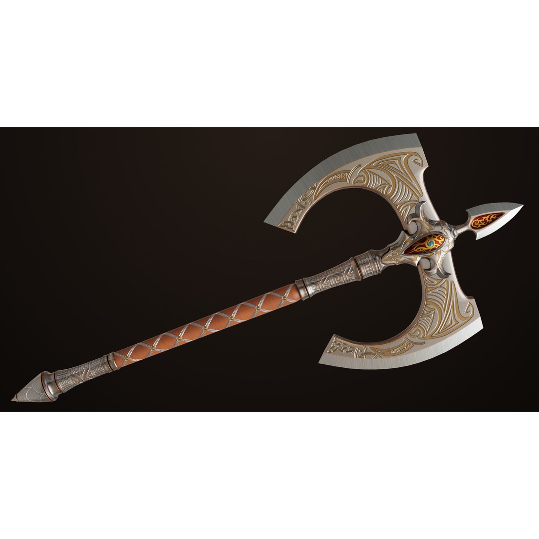 Battle Axe 3D Model – Low Poly PBR Game Asset, FBX, Unity, UE - View 18