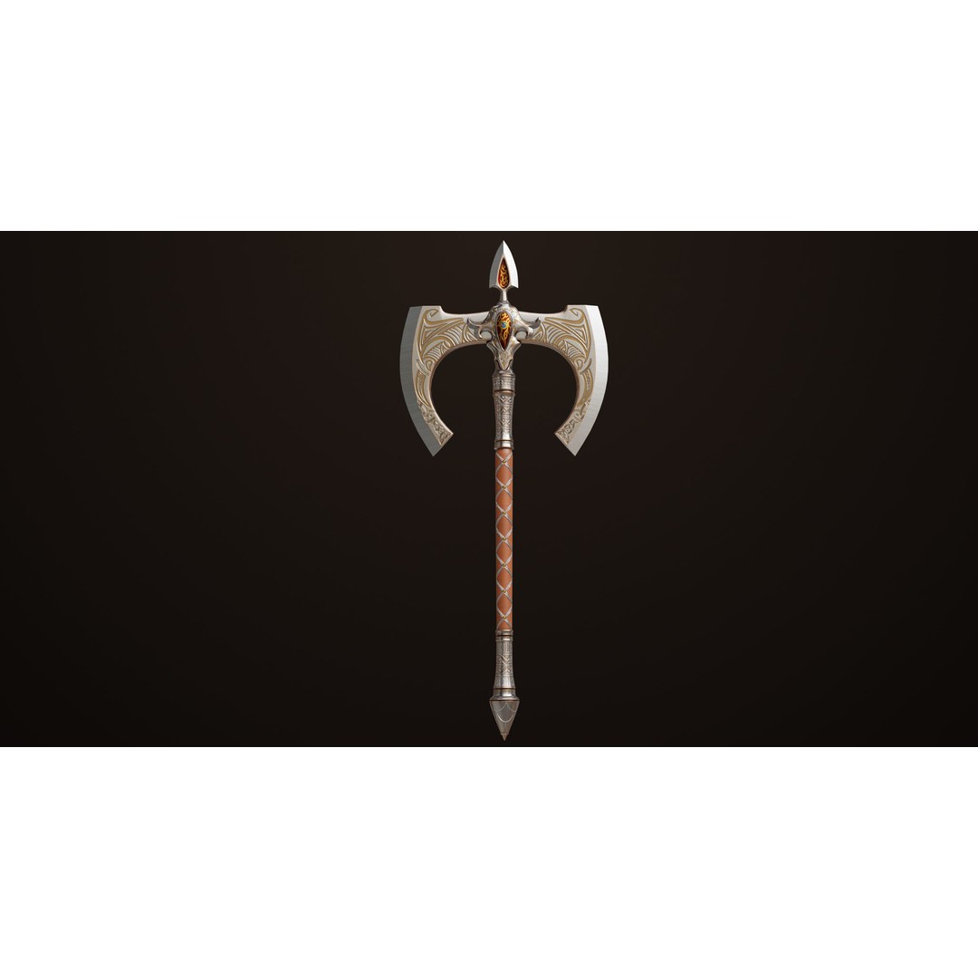 Battle Axe 3D Model – Low Poly PBR Game Asset, FBX, Unity, UE - View 3