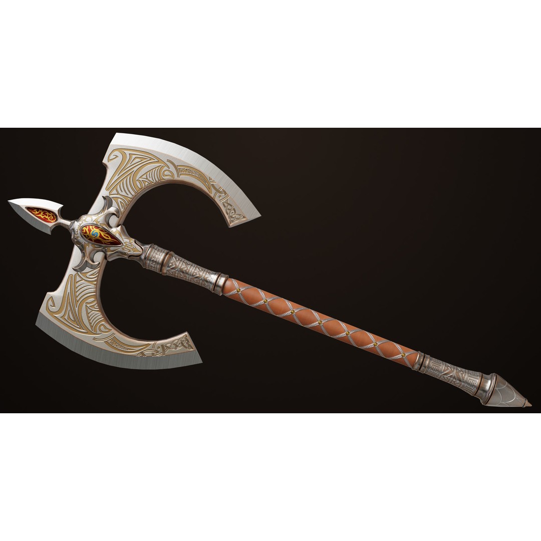 Battle Axe 3D Model – Low Poly PBR Game Asset, FBX, Unity, UE - View 6