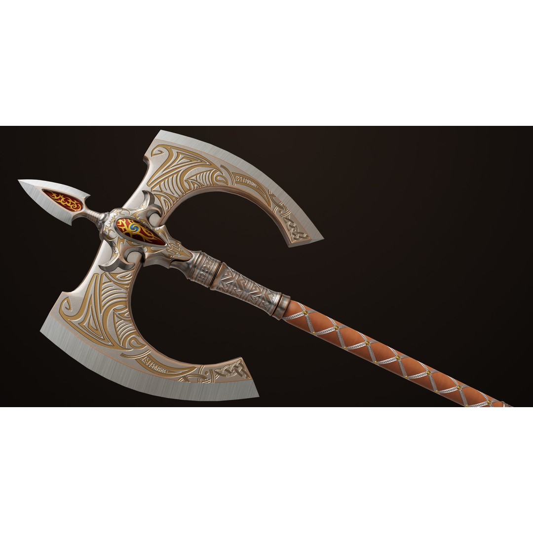 Battle Axe 3D Model – Low Poly PBR Game Asset, FBX, Unity, UE - View 7