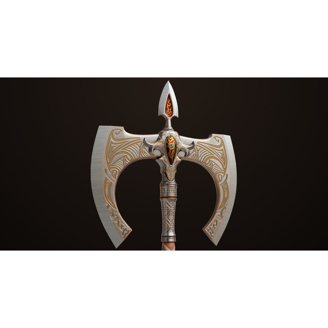Battle Axe 3D Model – Low Poly PBR Game Asset, FBX, Unity, UE - View 8