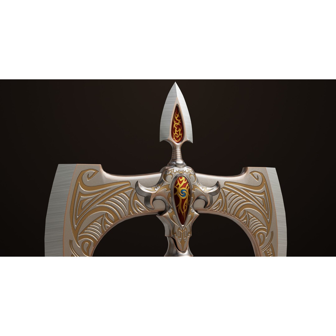 Battle Axe 3D Model – Low Poly PBR Game Asset, FBX, Unity, UE - View 9