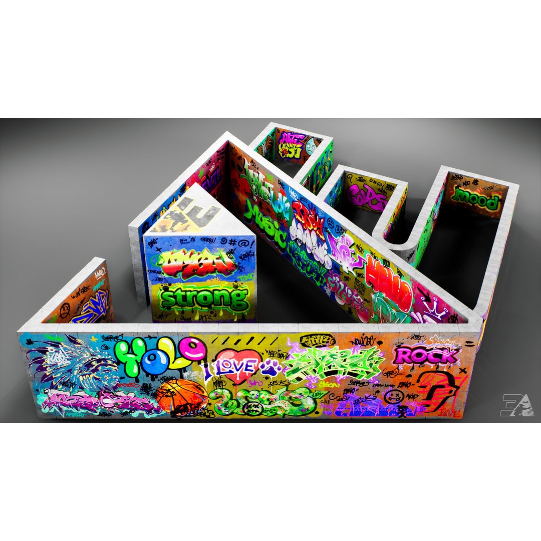 350 Graffiti Cutouts 3D Model – 4K PNG Textures for Games