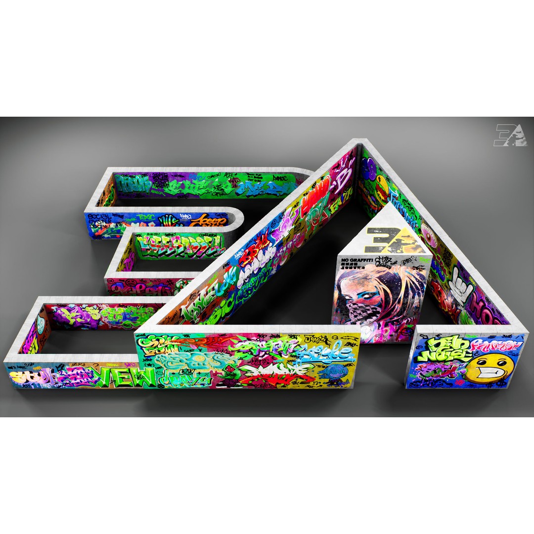 350 Graffiti Cutouts 3D Model – 4K PNG Textures for Games - View 6