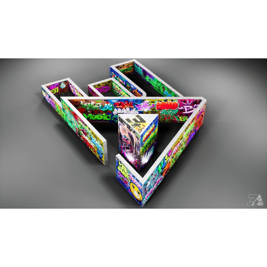 350 Graffiti Cutouts 3D Model – 4K PNG Textures for Games - View 7