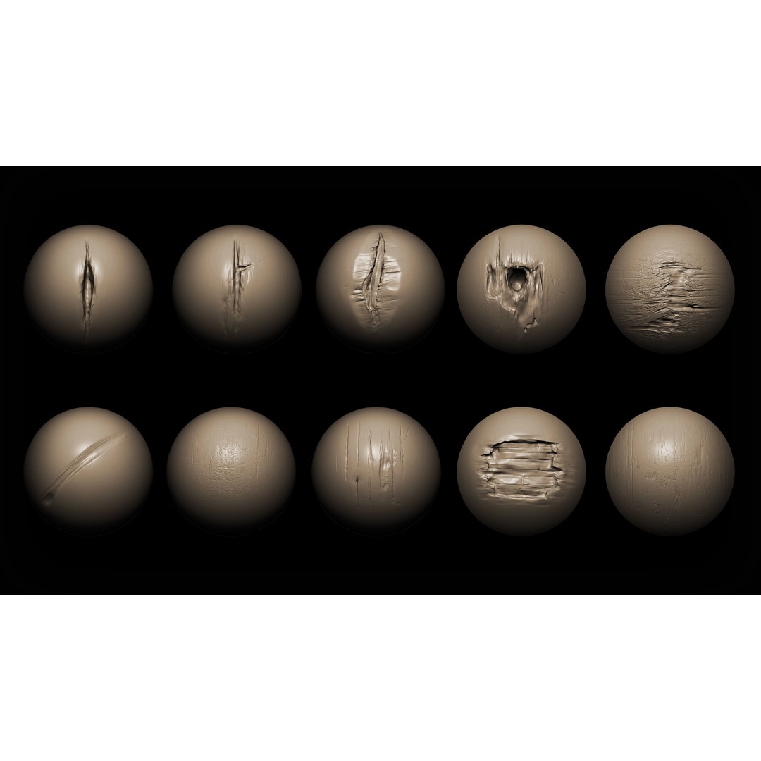 40 Impact Damages 3D Model – VDM Brushes & Alphas for Texturing