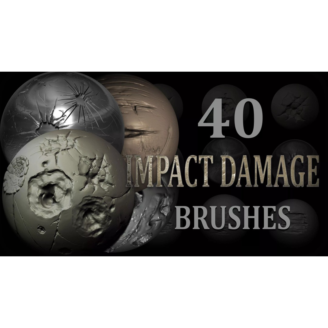 40 Impact Damages 3D Model – VDM Brushes & Alphas for Texturing - View 2