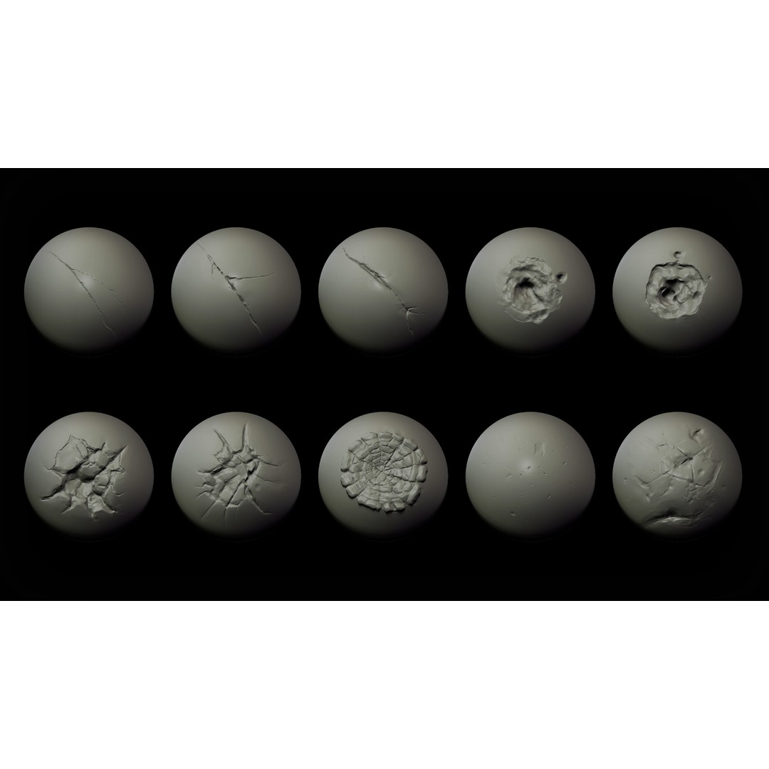 40 Impact Damages 3D Model – VDM Brushes & Alphas for Texturing - View 4