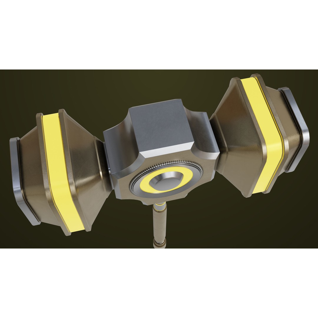 Sci-Fi Battle Hammer 3D Model – Low Poly Weapon, PBR Textures, FBX - View 12