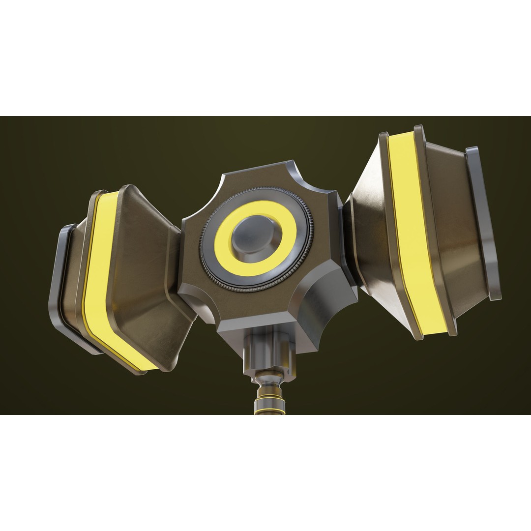 Sci-Fi Battle Hammer 3D Model – Low Poly Weapon, PBR Textures, FBX - View 13