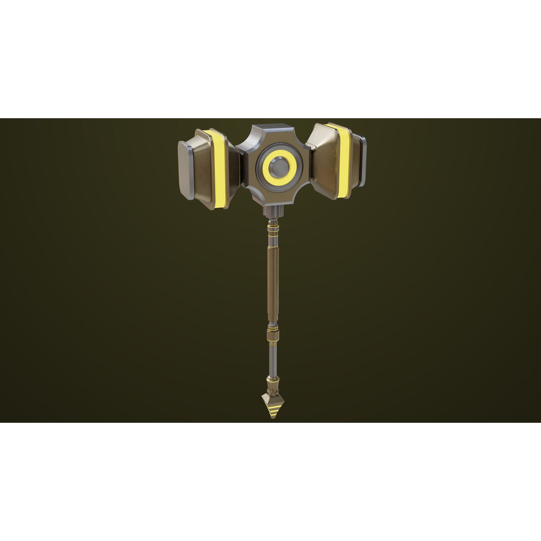 Sci-Fi Battle Hammer 3D Model – Low Poly Weapon, PBR Textures, FBX - View 18