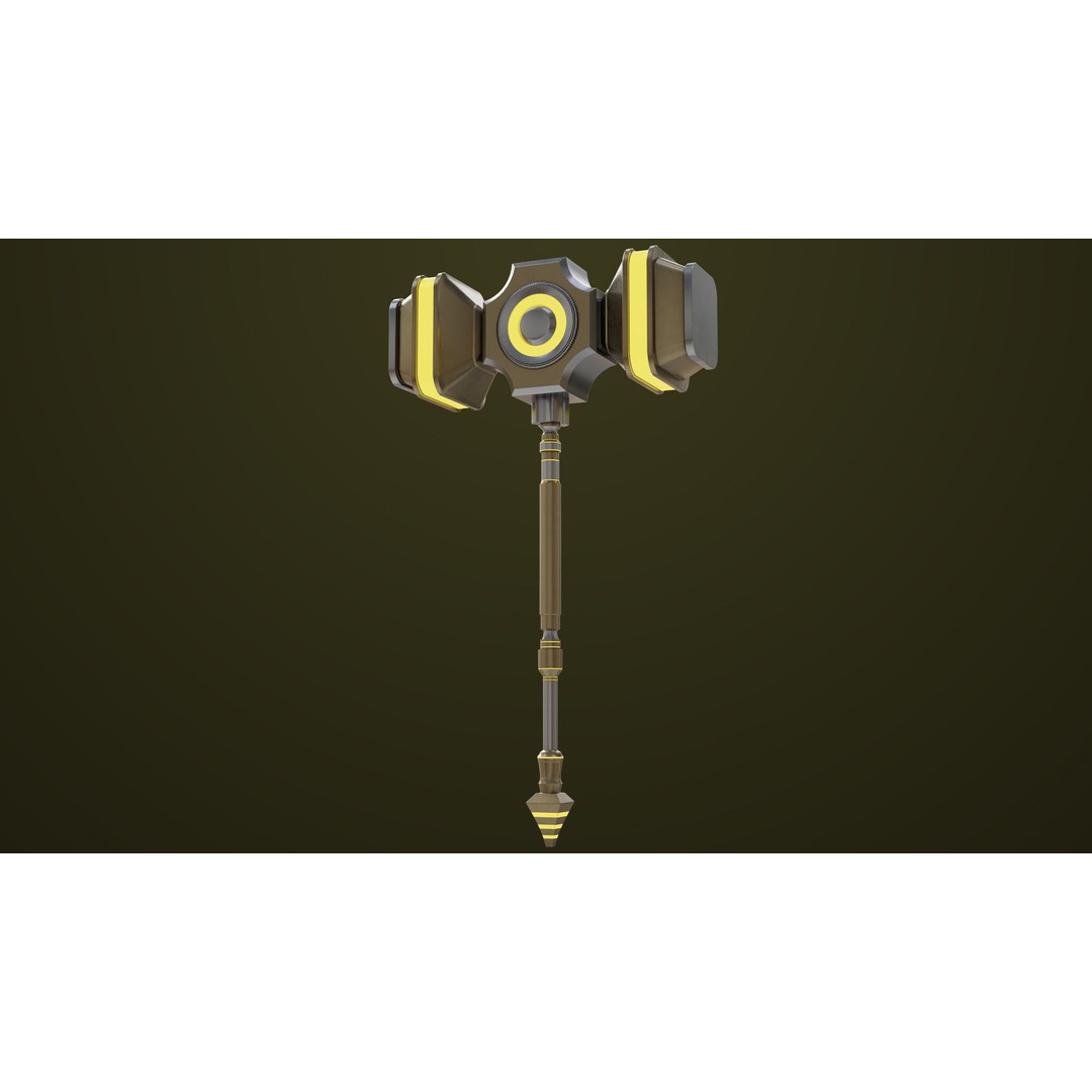 Sci-Fi Battle Hammer 3D Model – Low Poly Weapon, PBR Textures, FBX - View 19