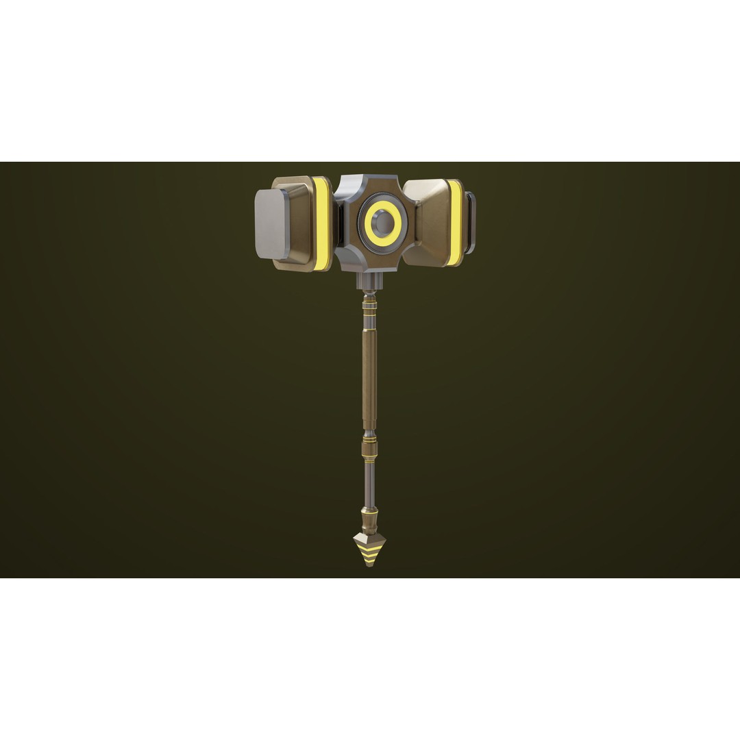 Sci-Fi Battle Hammer 3D Model – Low Poly Weapon, PBR Textures, FBX - View 20
