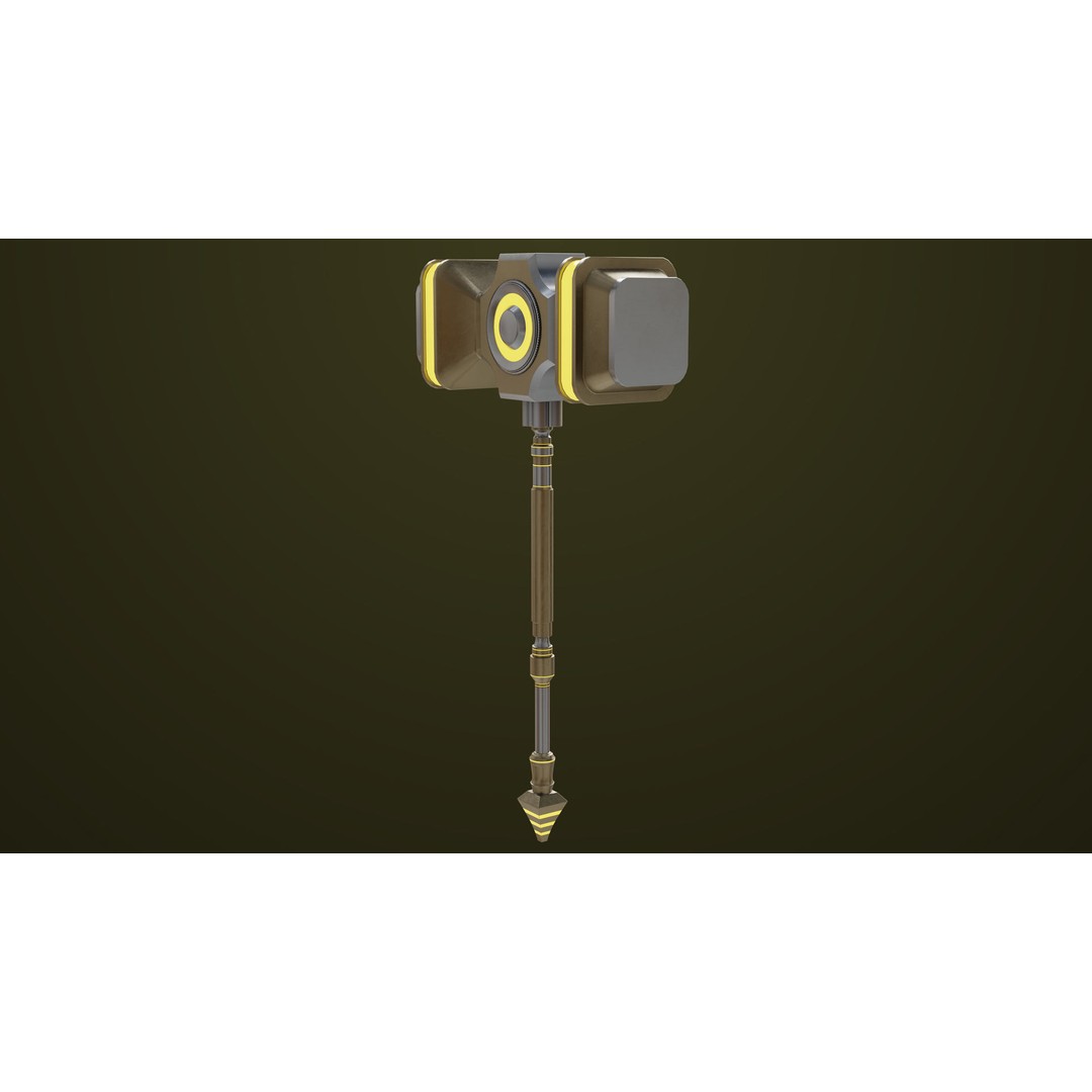 Sci-Fi Battle Hammer 3D Model – Low Poly Weapon, PBR Textures, FBX - View 21