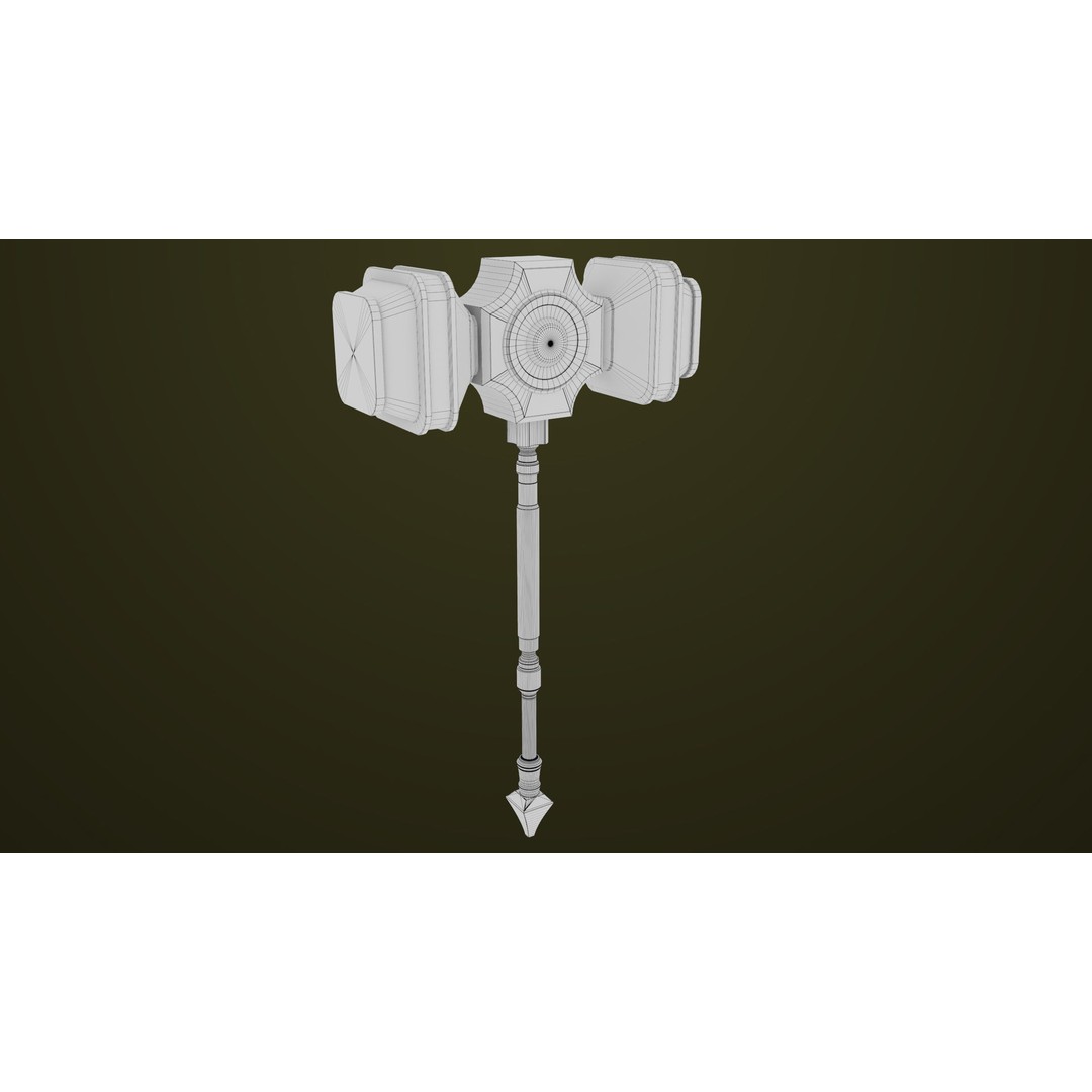 Sci-Fi Battle Hammer 3D Model – Low Poly Weapon, PBR Textures, FBX - View 22