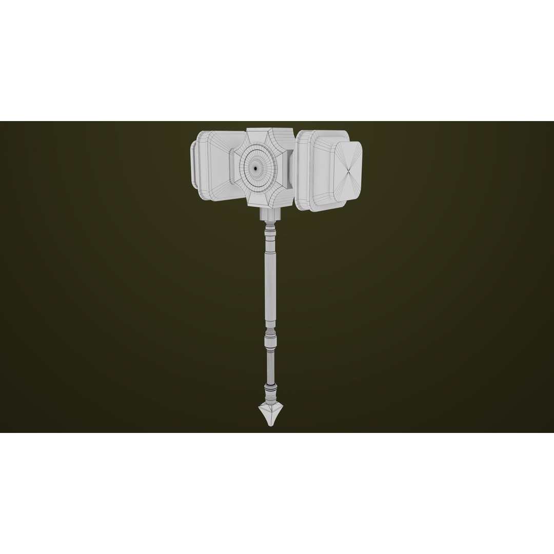 Sci-Fi Battle Hammer 3D Model – Low Poly Weapon, PBR Textures, FBX - View 23
