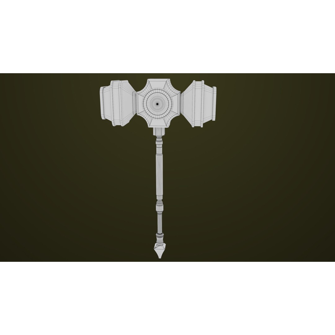 Sci-Fi Battle Hammer 3D Model – Low Poly Weapon, PBR Textures, FBX - View 25