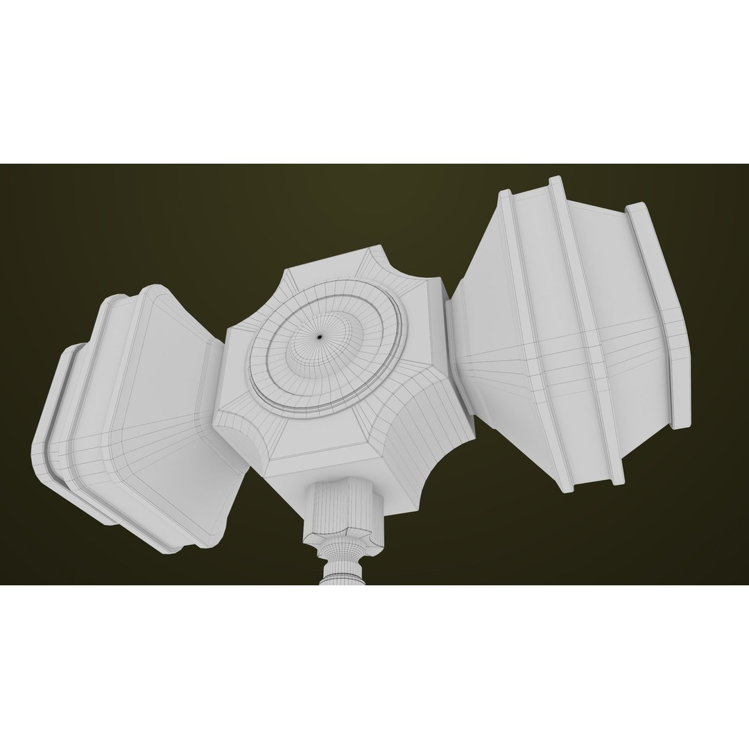 Sci-Fi Battle Hammer 3D Model – Low Poly Weapon, PBR Textures, FBX - View 28