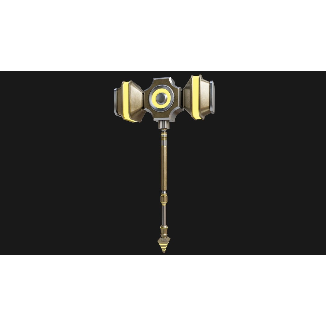 Sci-Fi Battle Hammer 3D Model – Low Poly Weapon, PBR Textures, FBX - View 3