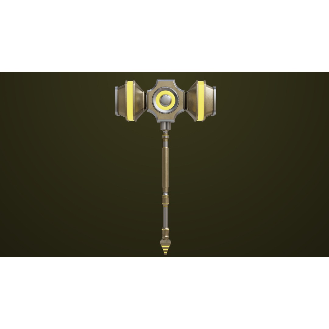 Sci-Fi Battle Hammer 3D Model – Low Poly Weapon, PBR Textures, FBX - View 4