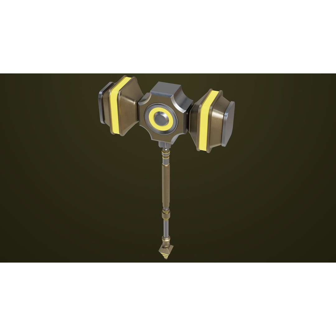 Sci-Fi Battle Hammer 3D Model – Low Poly Weapon, PBR Textures, FBX - View 5