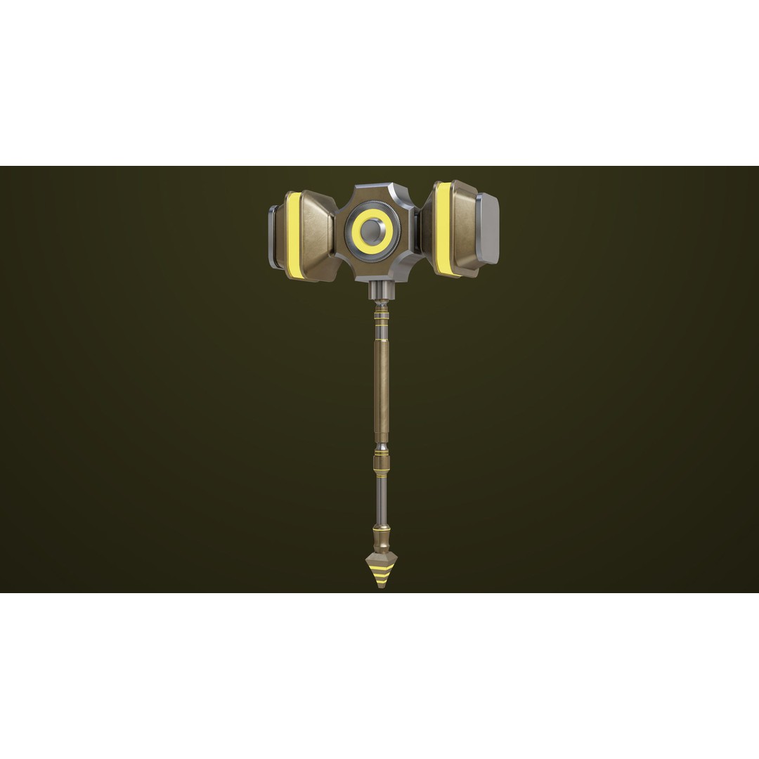 Sci-Fi Battle Hammer 3D Model – Low Poly Weapon, PBR Textures, FBX - View 6