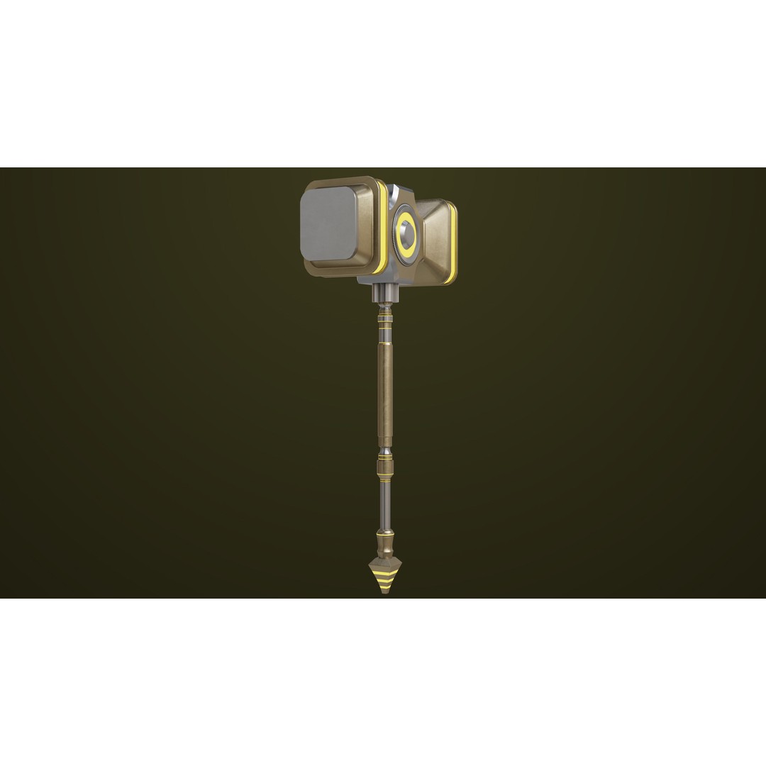 Sci-Fi Battle Hammer 3D Model – Low Poly Weapon, PBR Textures, FBX - View 7