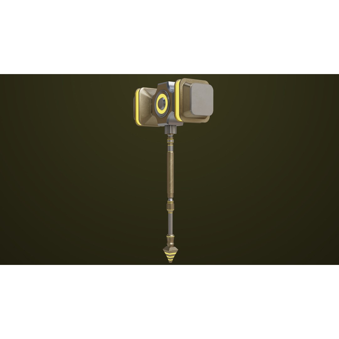 Sci-Fi Battle Hammer 3D Model – Low Poly Weapon, PBR Textures, FBX - View 9