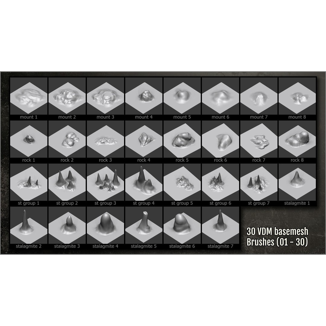 Cave Maker 3D Model – ZBrush Brushes and Alphas Pack for Caves - View 10