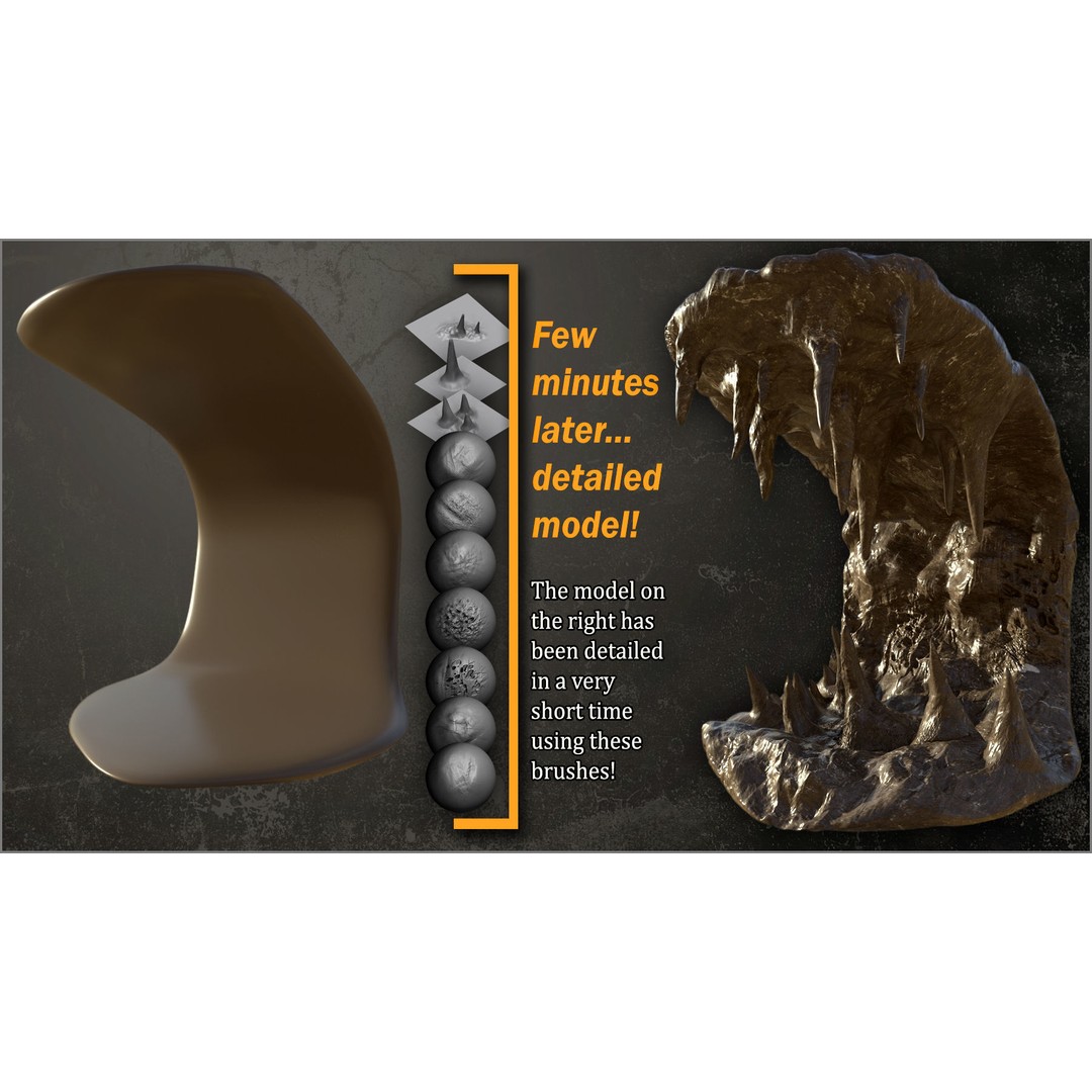 Cave Maker 3D Model – ZBrush Brushes and Alphas Pack for Caves - View 3