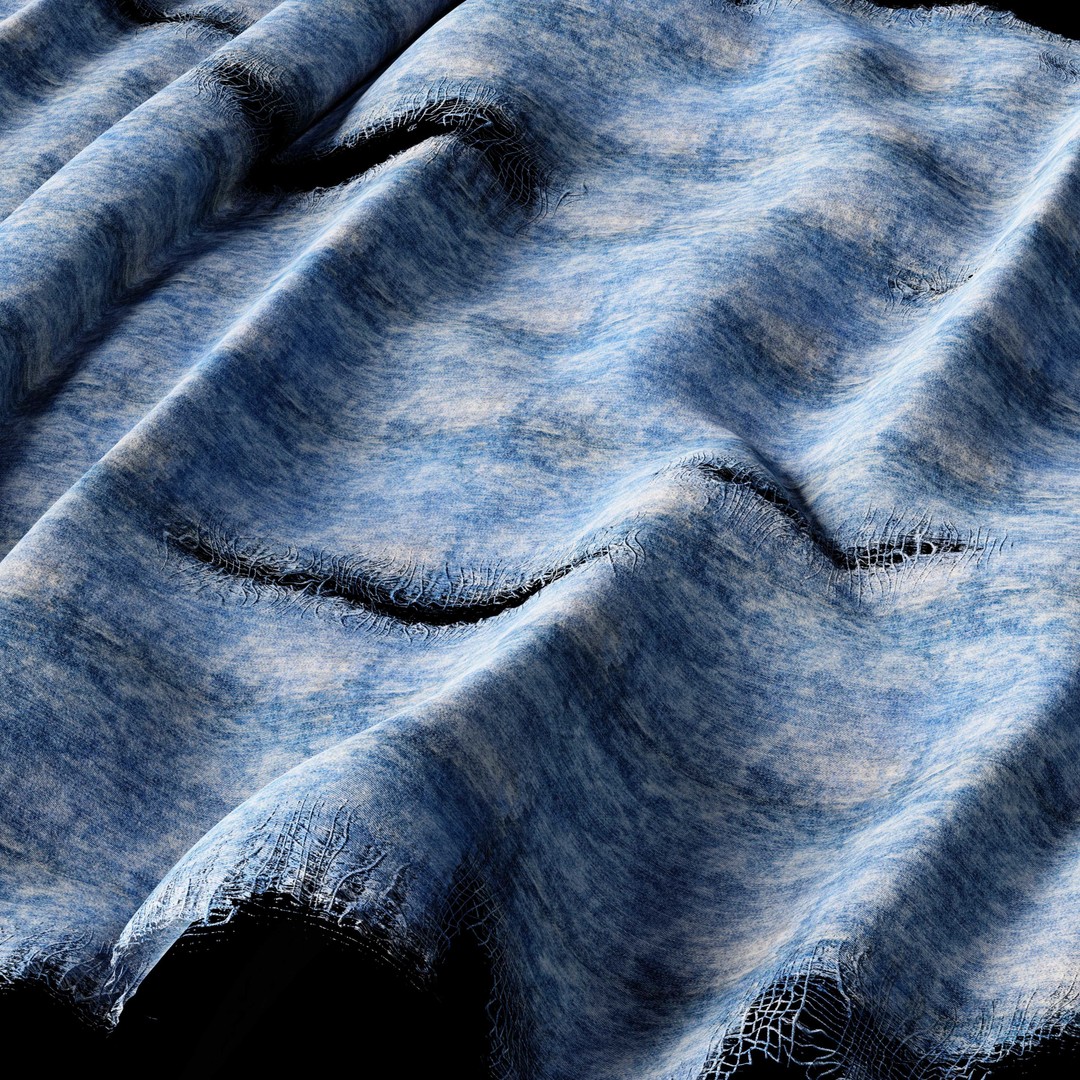 15 Torn & Denim Fabric 3D Model – SBSR & SPSM Textures for Painter - View 5