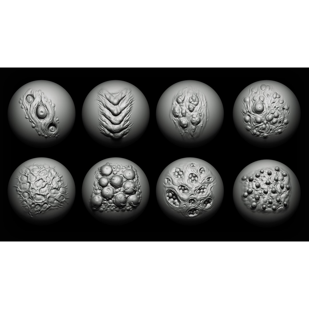 40 Mutant Brush 3D Model – Zbrush & Blender Alphas for Creatures