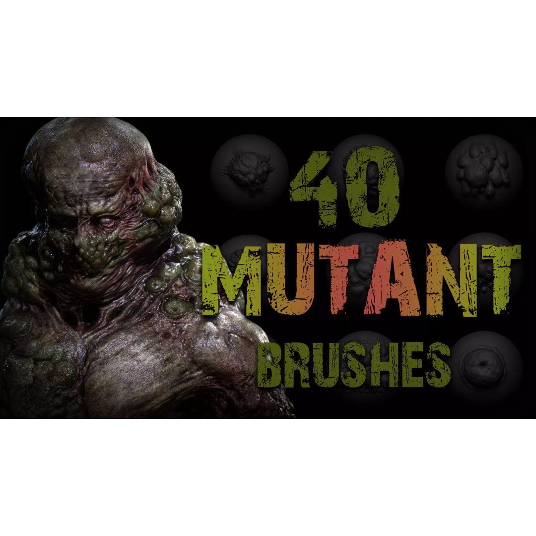 40 Mutant Brush 3D Model – Zbrush & Blender Alphas for Creatures - View 2