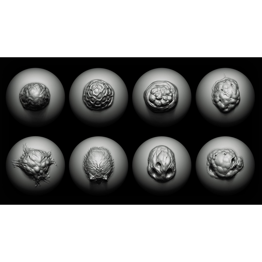 40 Mutant Brush 3D Model – Zbrush & Blender Alphas for Creatures - View 4