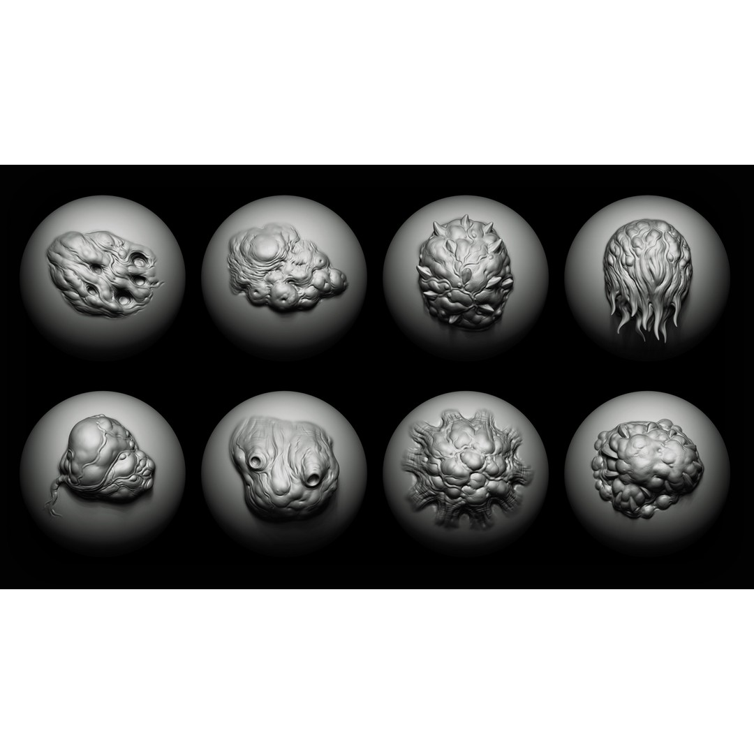40 Mutant Brush 3D Model – Zbrush & Blender Alphas for Creatures - View 5