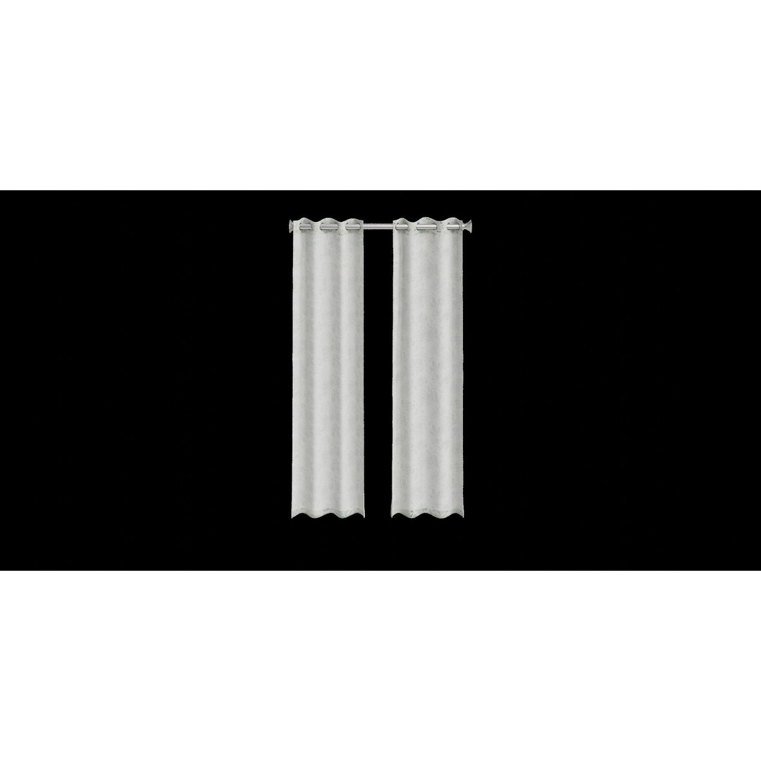 Blue Floral Curtain 3D Model – Low Poly Interior Decoration, Blender - View 12