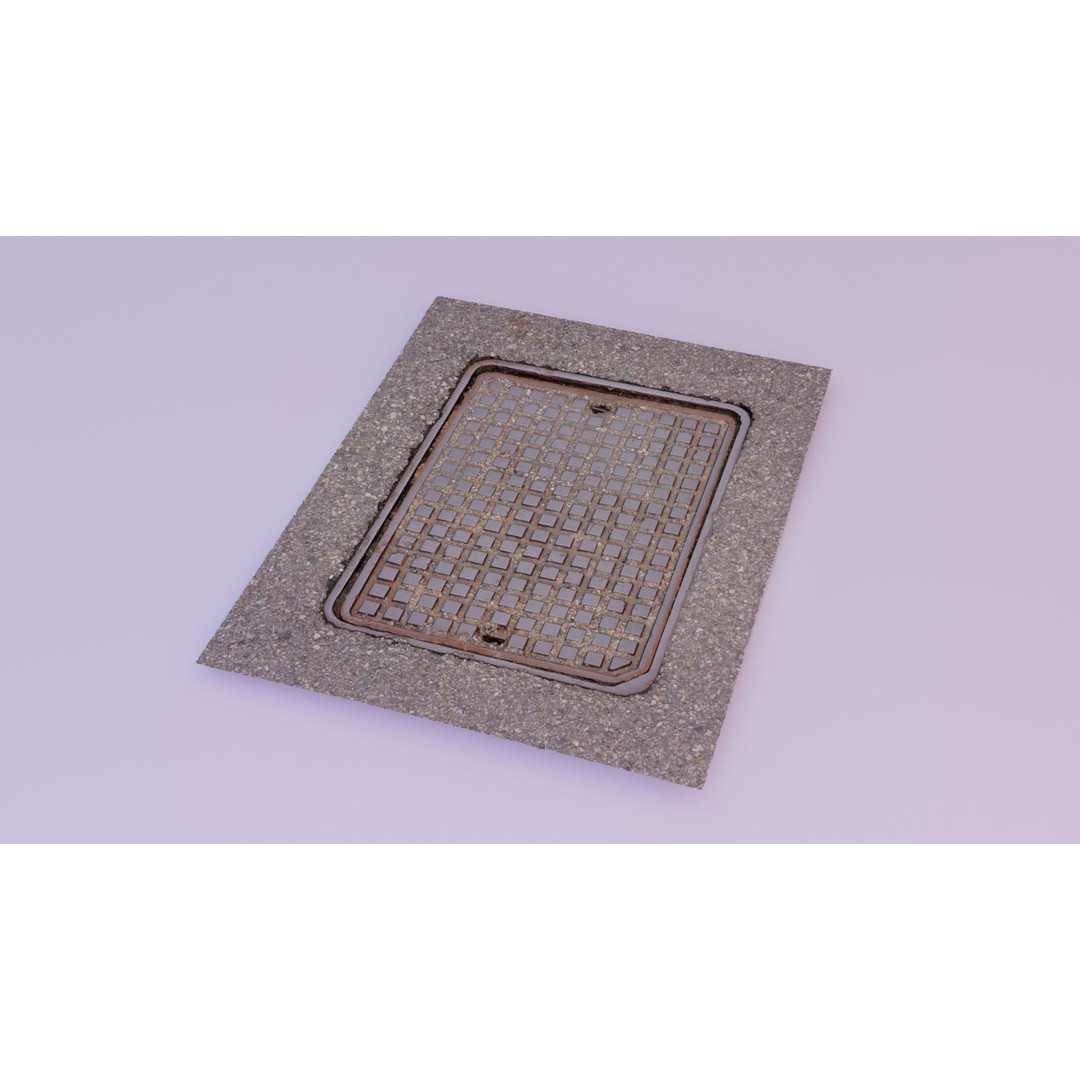 Manhole Cover 3D Model – High-Poly Photorealistic Asset, PBR Textures - View 15