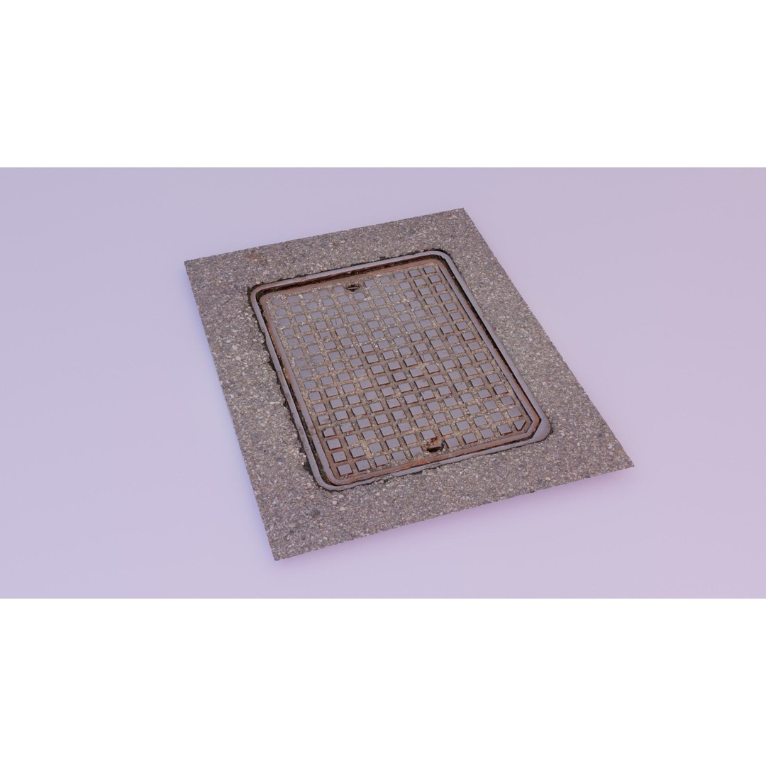Manhole Cover 3D Model – High-Poly Photorealistic Asset, PBR Textures - View 16