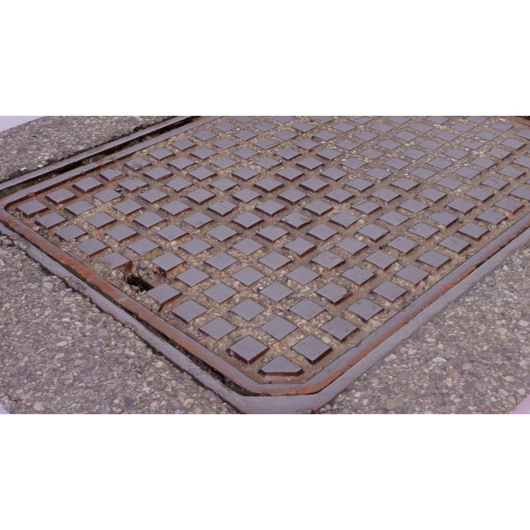 Manhole Cover 3D Model – High-Poly Photorealistic Asset, PBR Textures - View 24