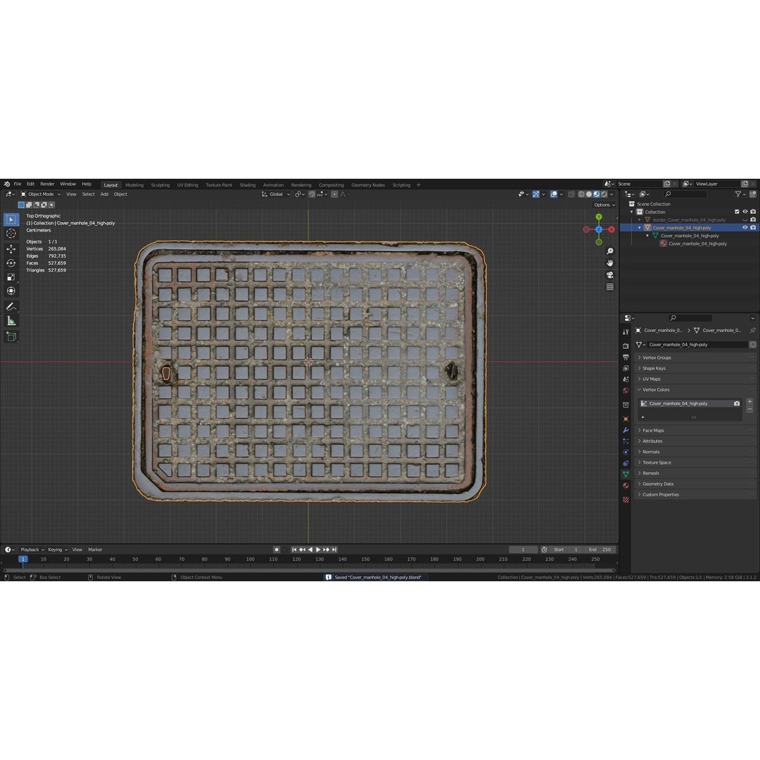 Manhole Cover 3D Model – High-Poly Photorealistic Asset, PBR Textures - View 36