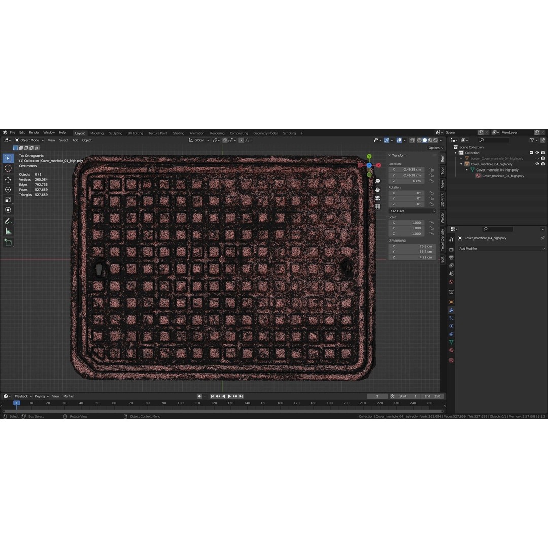 Manhole Cover 3D Model – High-Poly Photorealistic Asset, PBR Textures - View 37