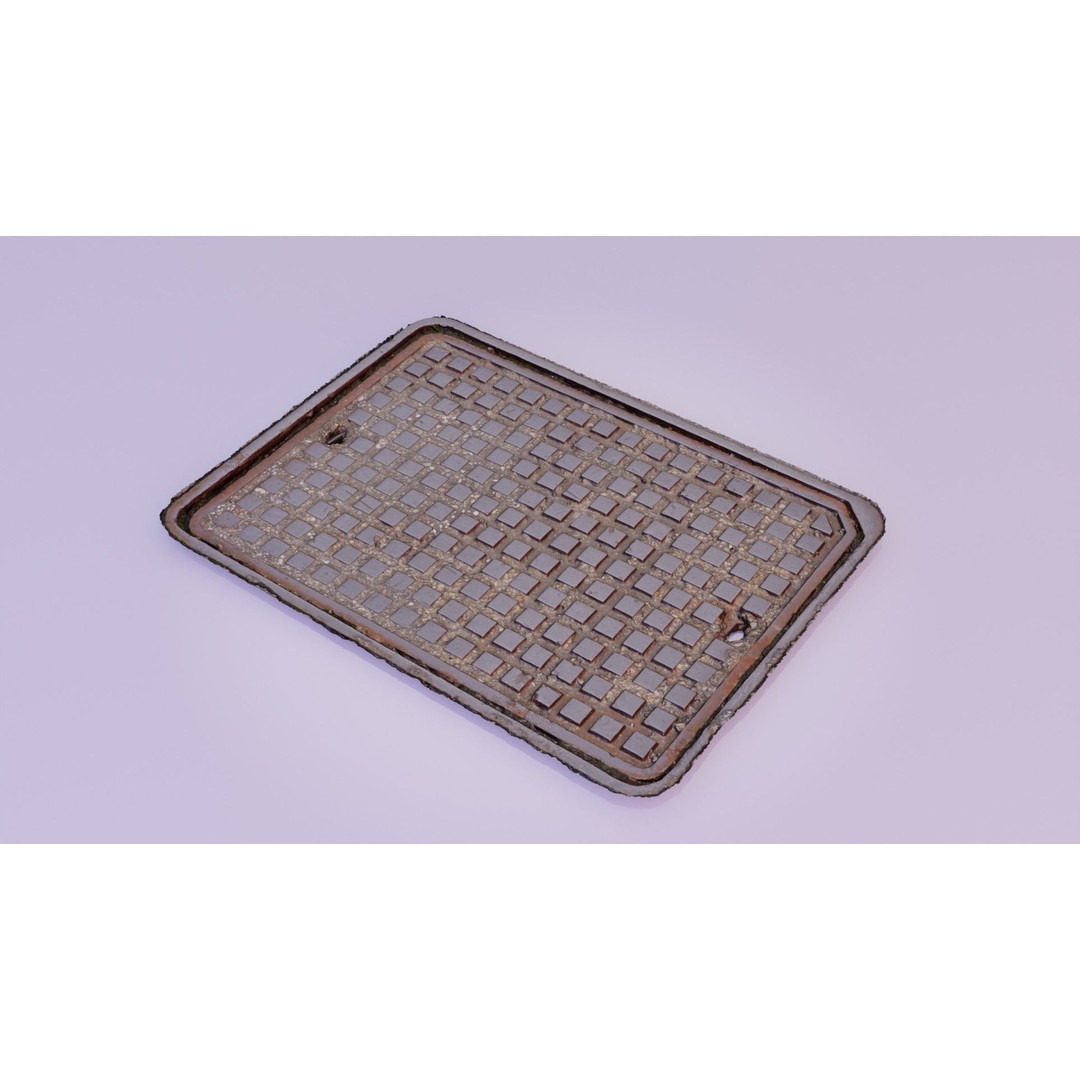 Manhole Cover 3D Model – High-Poly Photorealistic Asset, PBR Textures - View 7