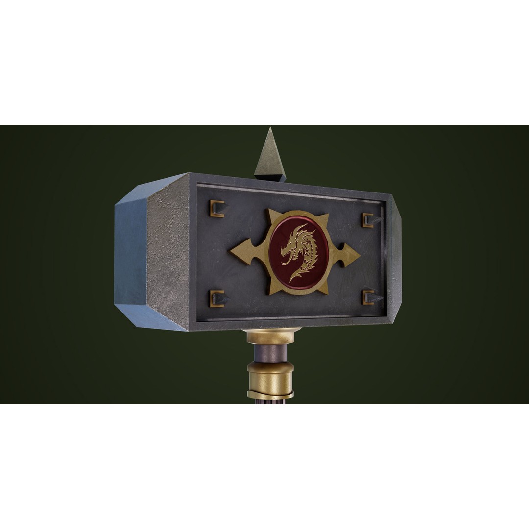 Battle Hammer 3D Model – Low Poly Game-Ready Asset, PBR Textures - View 11