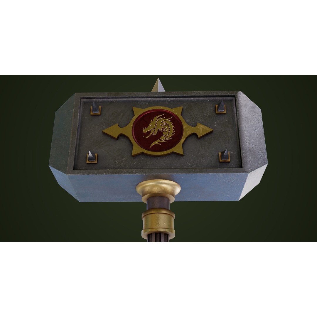 Battle Hammer 3D Model – Low Poly Game-Ready Asset, PBR Textures - View 12